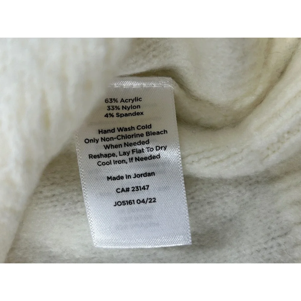 NWT Talbots Petite Ivory Cable Knit Ruffle Shoulder Sweater Cream PM #0674